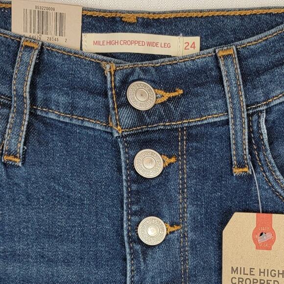 LEVI'S Mile High Cropped Wide Leg Jeans - Size 00 W24 L27 NEW WITH TAGS - Picture 5 of 7